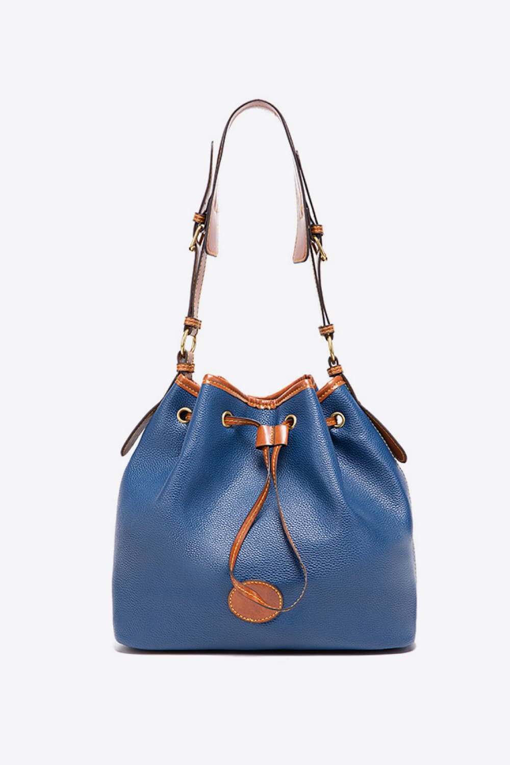 Vegan Leather Drawstring Bucket Bag