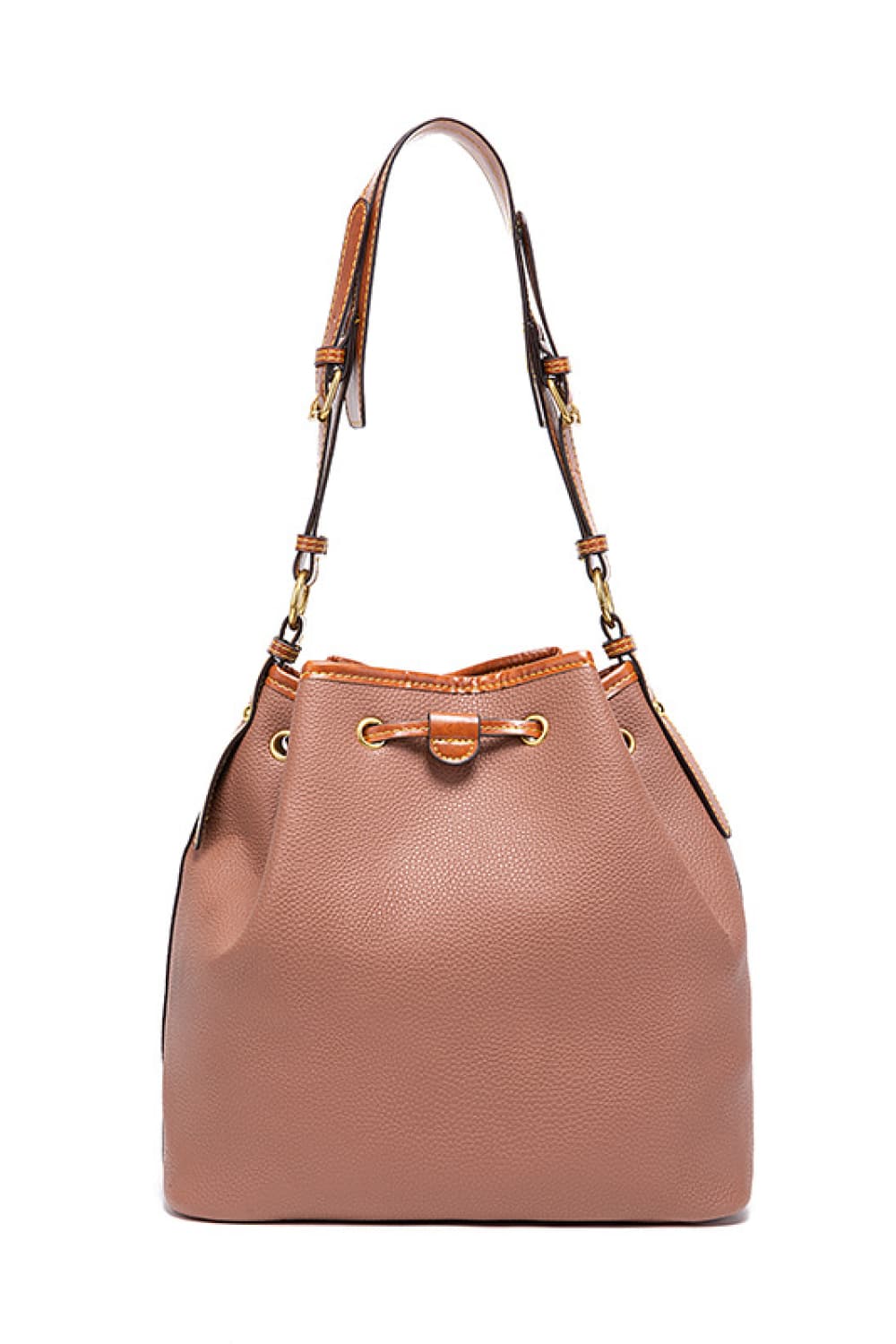 Vegan Leather Drawstring Bucket Bag