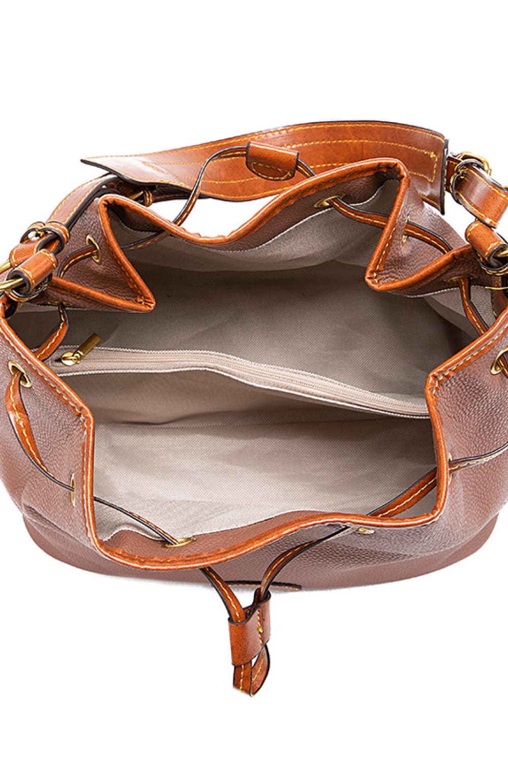 Vegan Leather Drawstring Bucket Bag