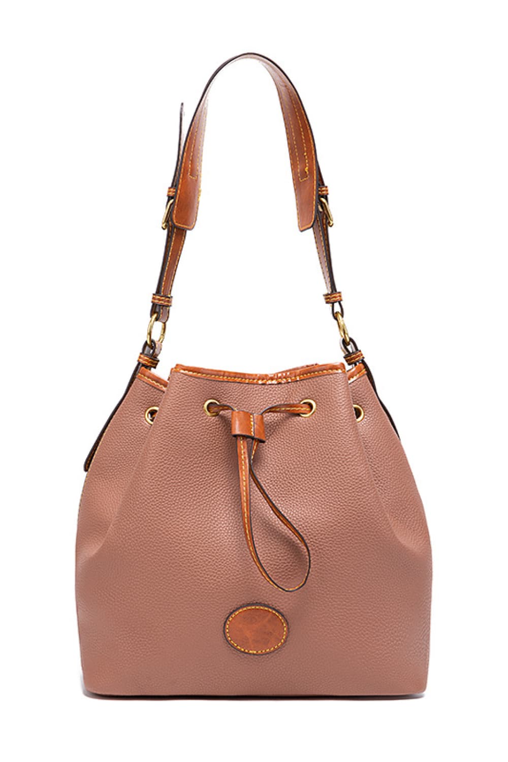 Vegan Leather Drawstring Bucket Bag