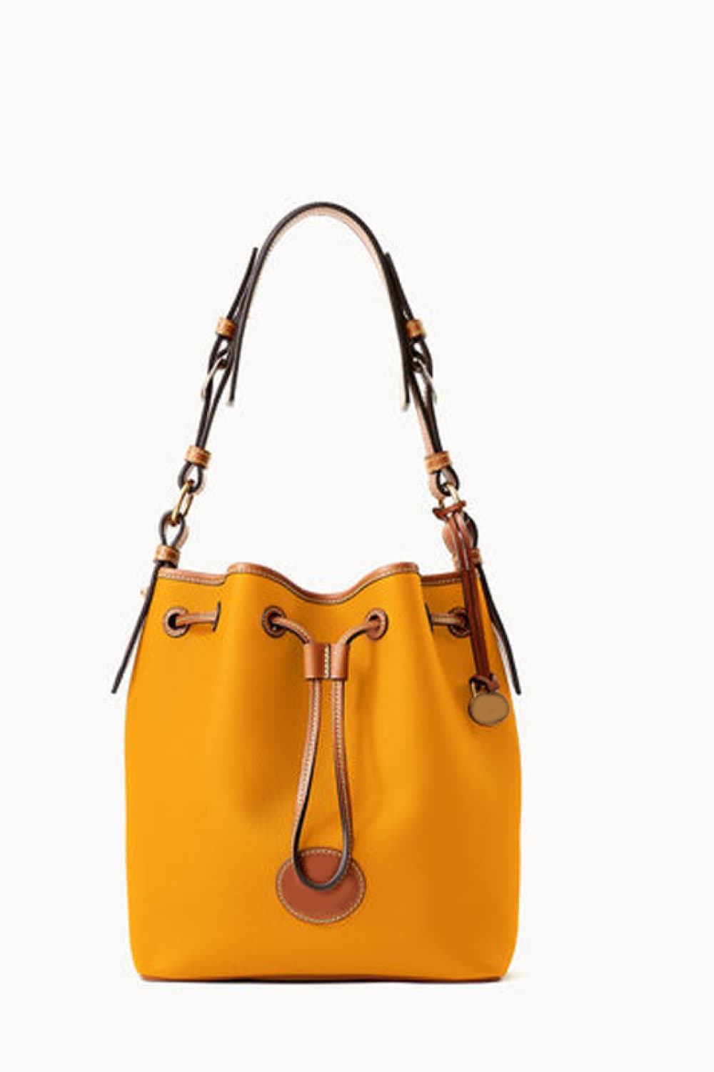 Vegan Leather Drawstring Bucket Bag