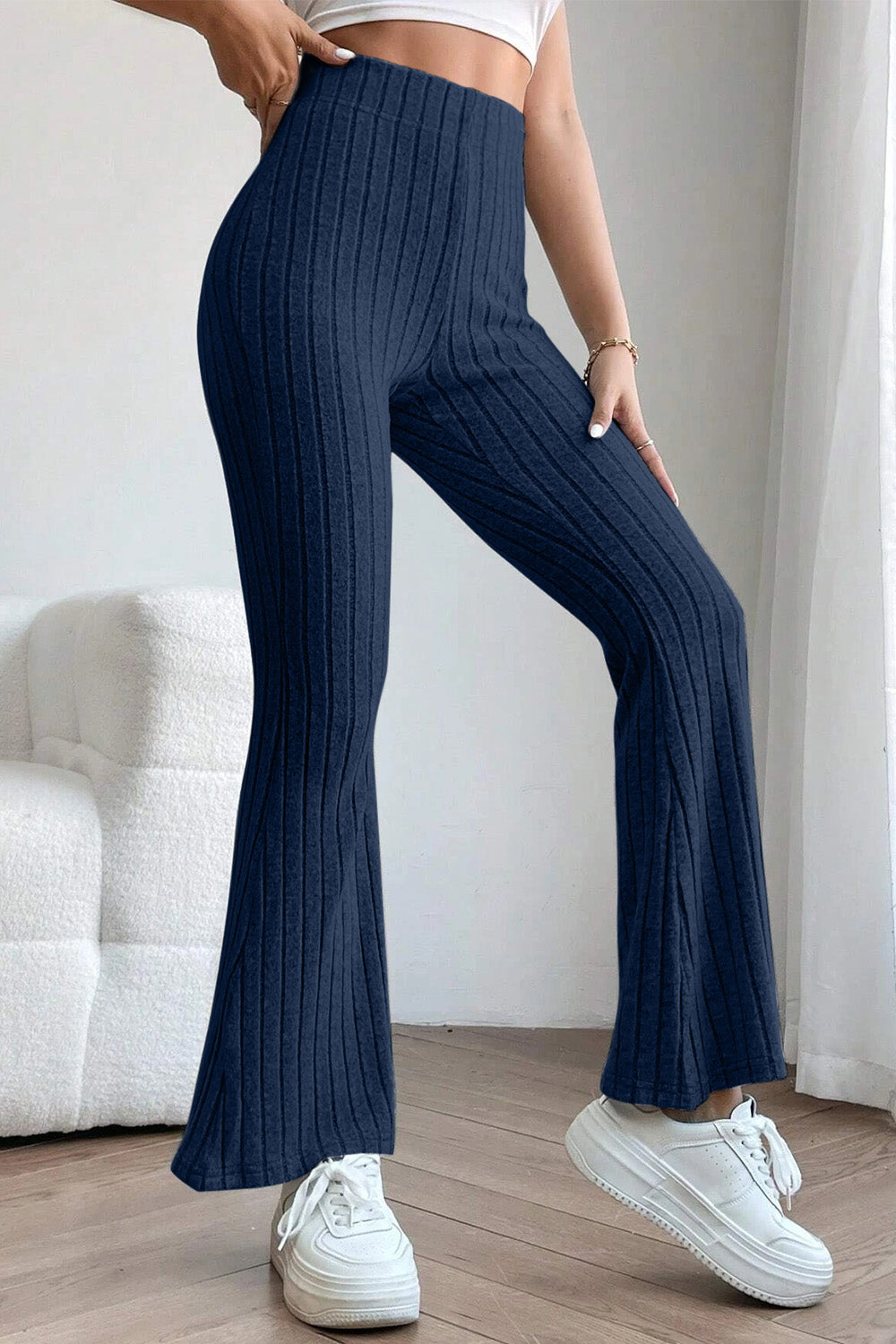 Basic Bae Full Size Ribbed High Waist Flare Leggings