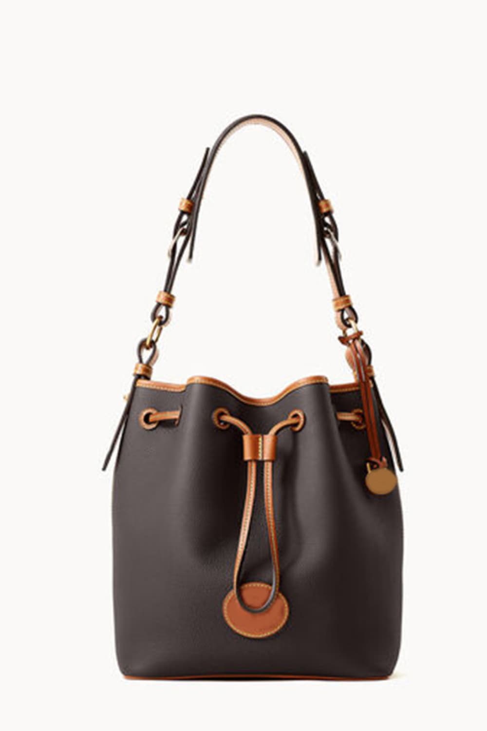 Vegan Leather Drawstring Bucket Bag