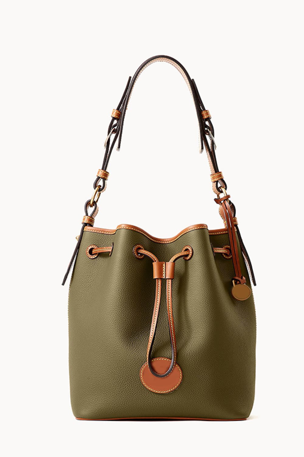 Vegan Leather Drawstring Bucket Bag