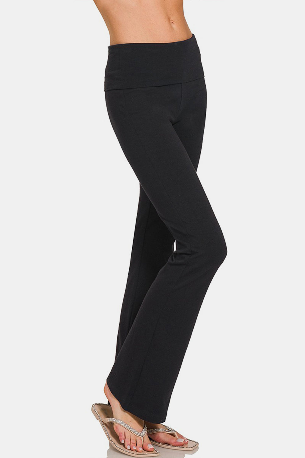 Zenana Full Size High Waist Wide Waistband Bootcut Active Leggings