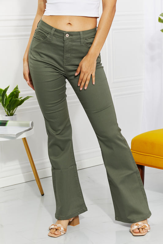 Zenana High-Rise Olive Bootcut Jeans