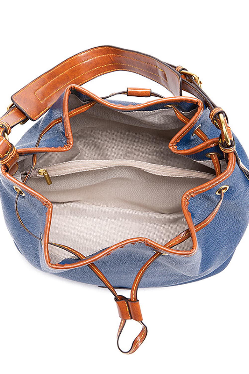 Vegan Leather Drawstring Bucket Bag