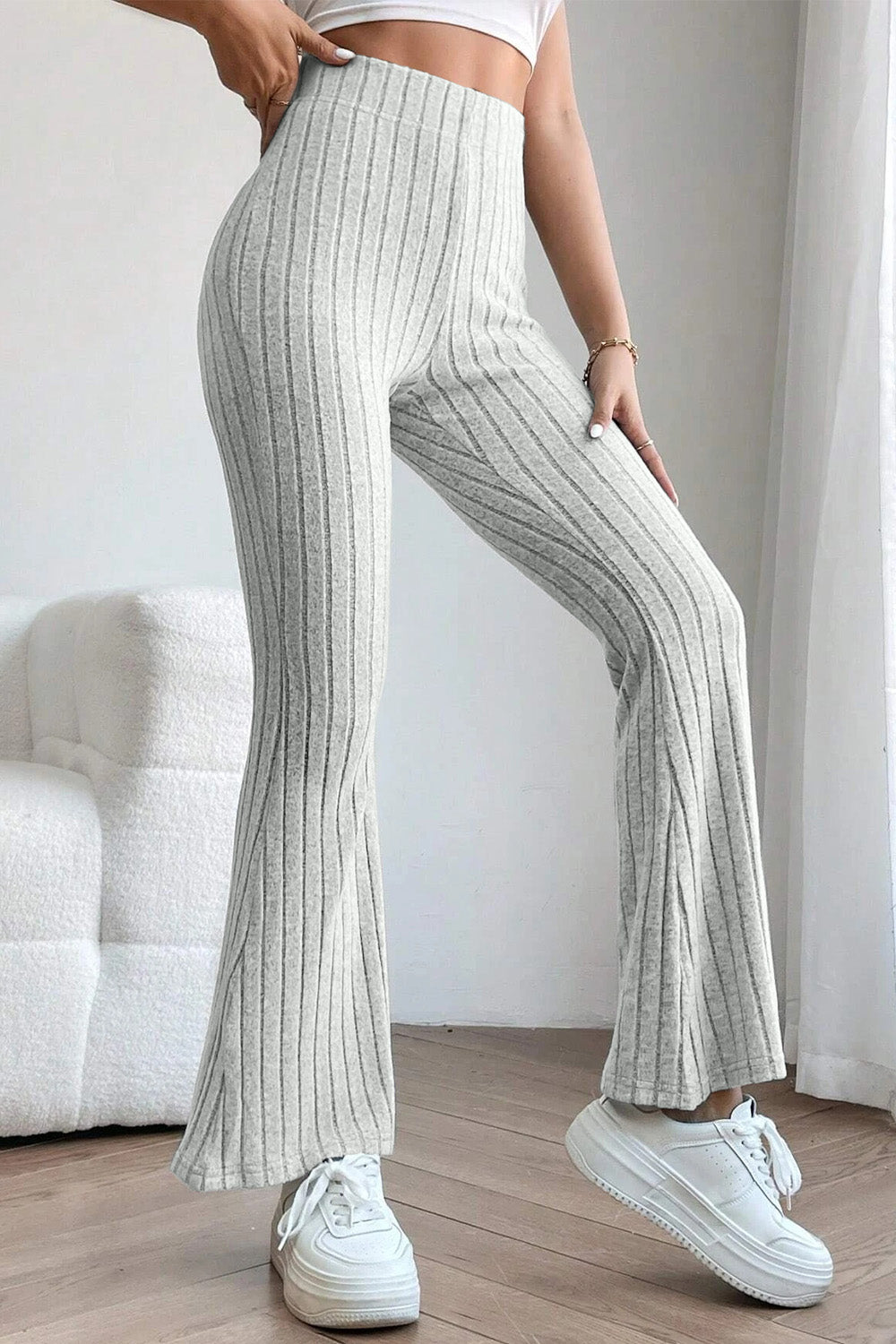 Basic Bae Full Size Ribbed High Waist Flare Leggings