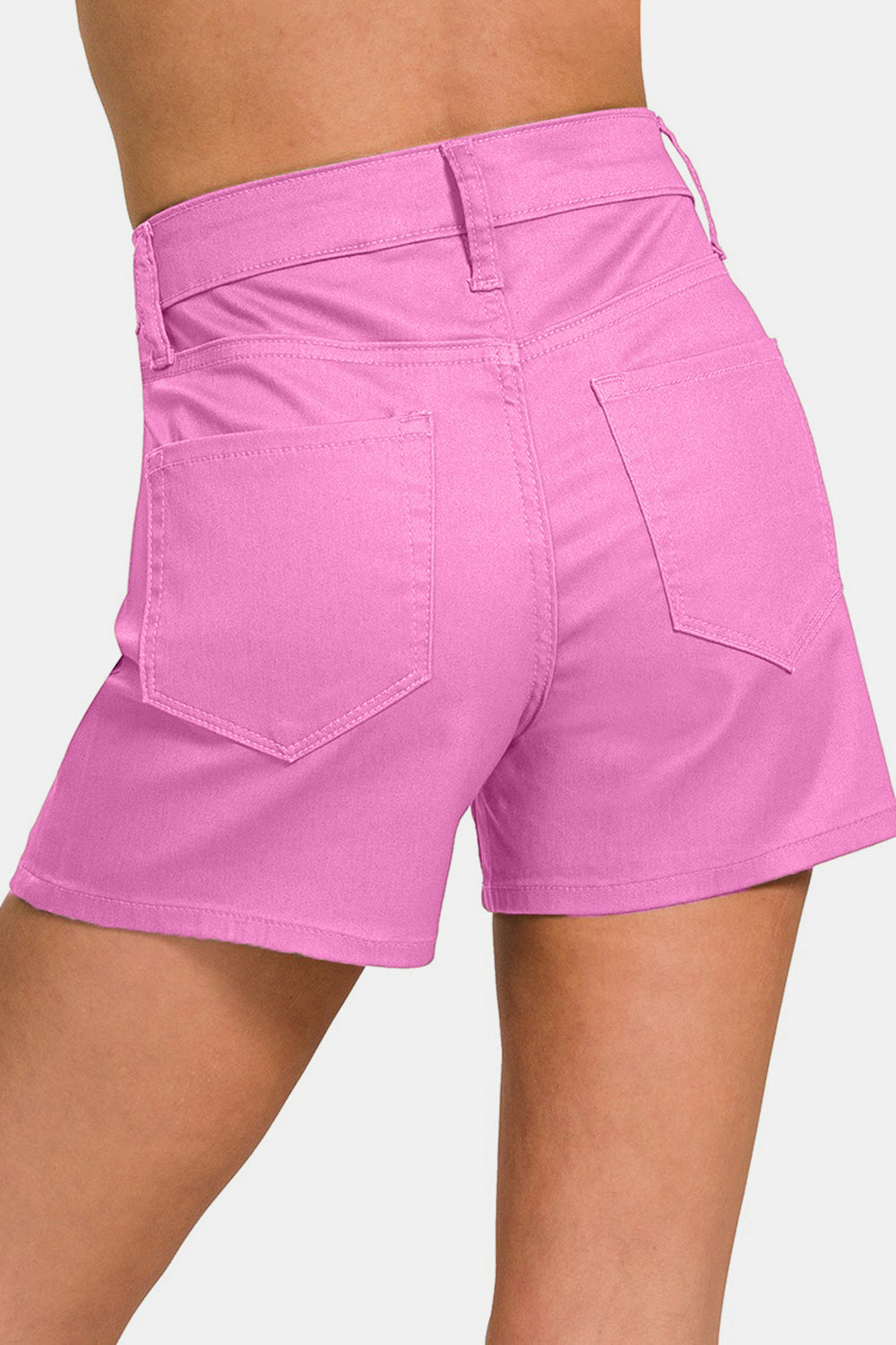 Zenana Pink High Waist Denim Shorts